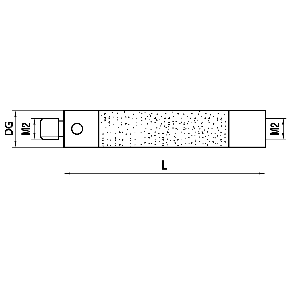 Drawing of product M2 Extension ceramic; DG 3.0 mm; L 30.0 mm