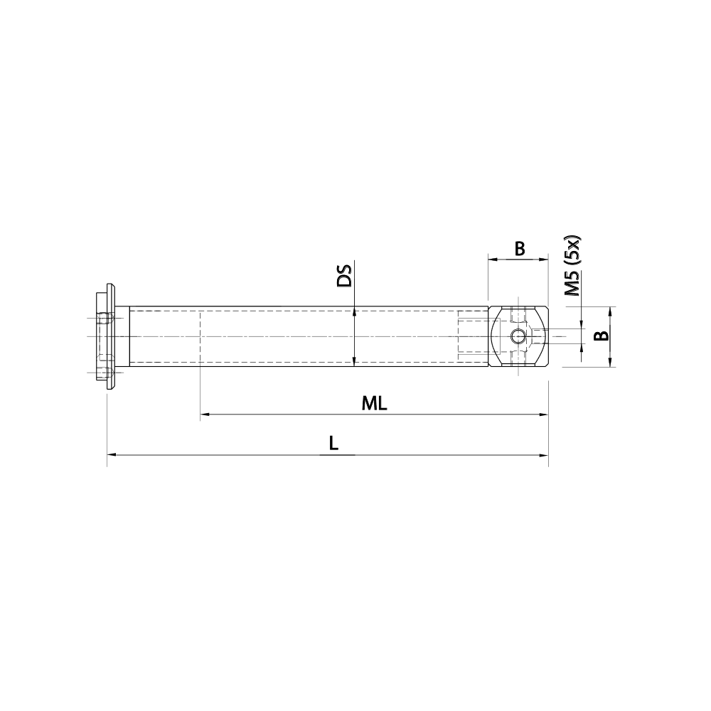 Drawing of product M5 Adaptor Plate Extension carbon fiber; L 241.5 mm; DS 11.0 mm; B 15.0 mm