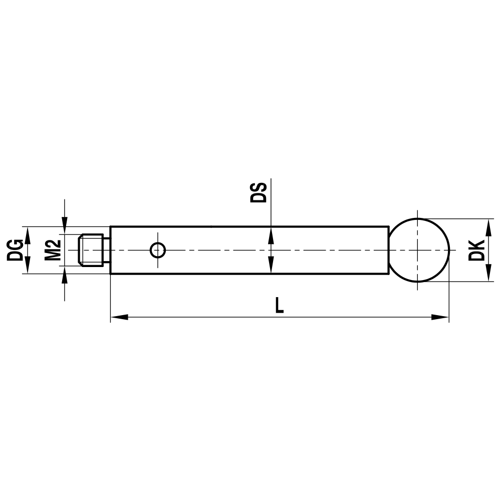 Drawing of product M2 Straight Stylus; DK 6.0 mm; L 13.0 mm